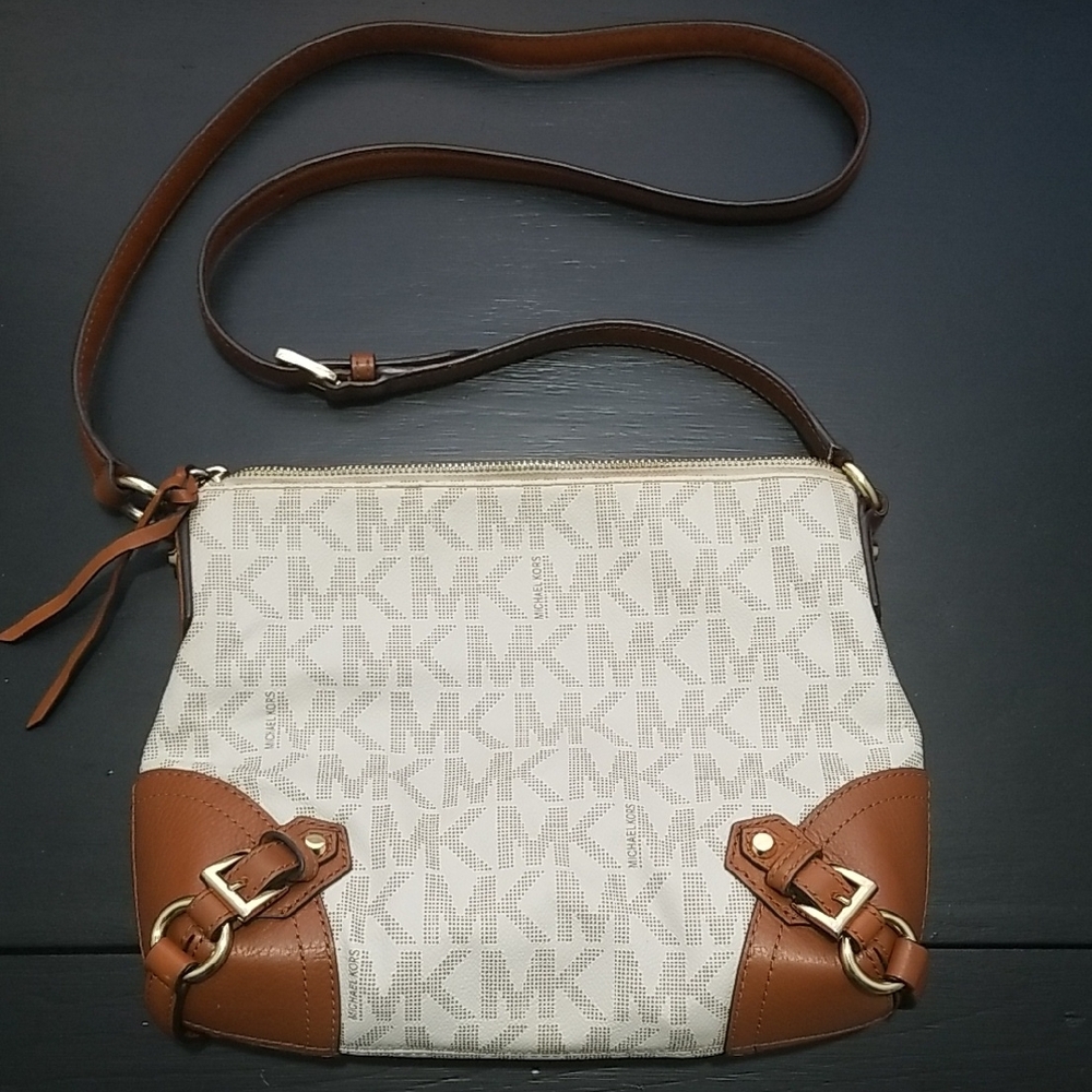 Michael Kors Brown and Cream Crossbody Leather Bag